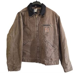 Vintage Carhartt Detroit Jacket Made in USA Union Made Brown Blanket Lined